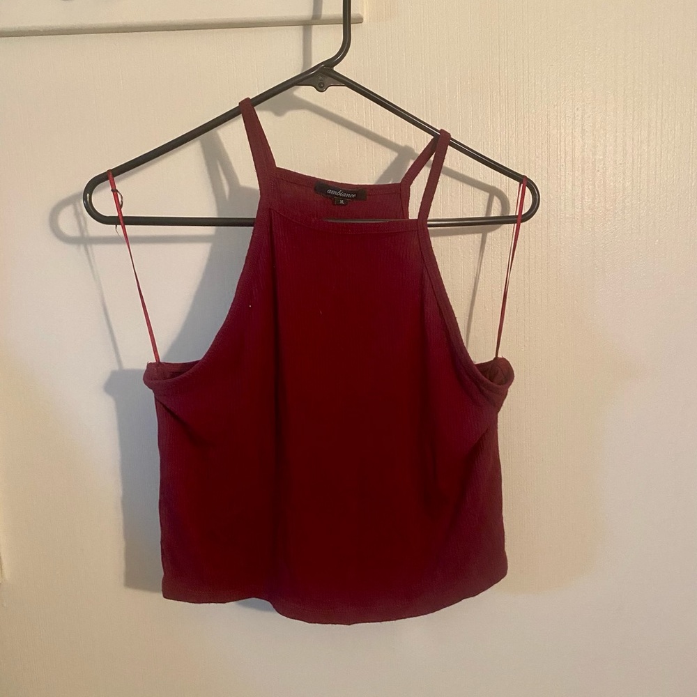 Ambiance Burgundy Crop Spaghetti Strap Tank Top Size XL